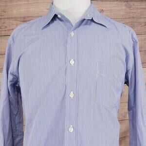 J Crew Haberdashery Shirt Mens XL 17-17.5 Blue Stripe 100% Cotton Long Sleeve